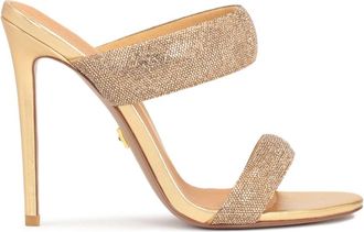 Kazar Gouden muiltjes met glinsterende bandjes - Dames - Muiltjes - Geel - 41 EU - Leer - Schoenen