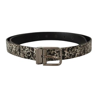 Dolce & Gabbana Belts, male, Multicolor, ONE SIZE, Black Leather Belt with Silver Buckle