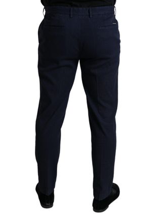 Dolce & Gabbana Mens Dark Blue Cotton Stretch Slim Fit Dress Pants Elastane