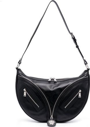 Versace Repeat shoulder bag - women - Calf Leather/Cotton - One Size - Black