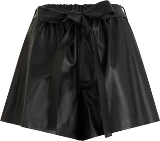 Red Valentino Leather Shorts - Dames - Bermuda - Zwart - S - Leer - Korte Broeken