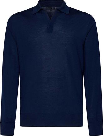 Sease Lasca Long-Sleeved Polo Shirt in Navy Blue