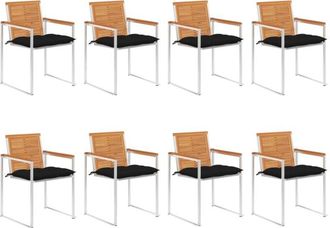 vidaXL Vidaxl - Sillas De Jard&iacute;n Y Cojines 8 Unidades Madera Maciza De Acacia