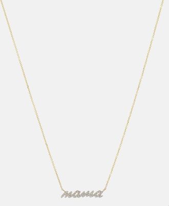 Stone and Strand Hey Mama 10kt gold necklace with diamonds