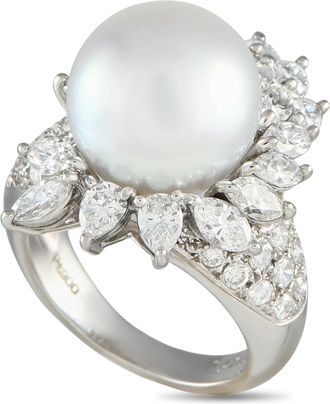 Luxury Bazaar Platinum 2.47ct Diamond and Pearl Ring MF01-022125