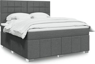 vidaXL Vidaxl - Cama Box Spring Con Colch&oacute;n Tela Gris Oscuro 180x200 Cm