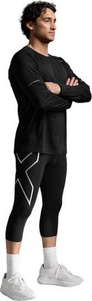 2XU Core Compression 3/4 Tights in Black/silver at Nordstrom, Size Xx-Large