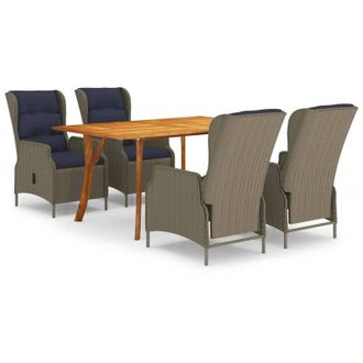 vidaXL Juego De Comedor Para Jard&iacute;n De 5 Piezas Marr&oacute;n Vidaxl