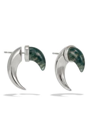 Awe Inspired x Jhen&eacute; Aiko Stone Saber-Tooth Front/Back Earrings in Sterling Silver at Nordstrom
