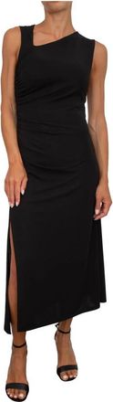 iBlues Elegante Jersey Jurk in Zwart - Dames - Casual kleedjes - Zwart - S - Polyester - Kleedjes