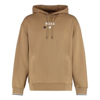 HUGO BOSS Hoodies, male, Beige, XS, Terry Hooded Sweatshirt