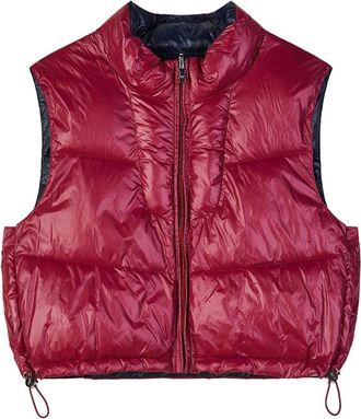 Patrizia Pepe Jassen, Dames, Rood, M, Omkeerbaar Vest met Hoge Hals