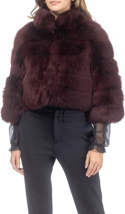 Gorski Genuine Shearling Bolero, Cropped Sleeves in Burgundy at Nordstrom, Size X-Small