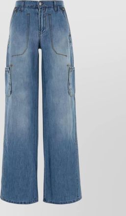 Ermanno Scervino wide leg cargo jeans patch pockets