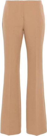 Ermanno Scervino Logo-Geborduurde Wijde Pijpen Broek - Dames - Wijde Broeken - Bruin - XS - Polyester - Broeken