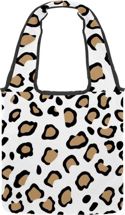 Generic Aesthetic Leopard Print Reversible Canvas Shoulder Tote - Double-Sided Print, 12oz Cotton, 27cm Drop, Fold-Flat Bag for Travel, Shopping, Street Outin