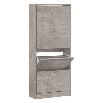 Berkfield Home Shoe Cabinet Concrete Grey 63x24x147 cm Engineered Wood | Size: 63 x 24 x 147 cm