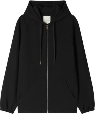 Sandro Hooded shirt jacket in Black at Nordstrom, Size Xx-Large