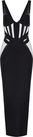 Elisabetta Franchi Red Carpet gebreide jurk met nylon - Dames - Jurken - Zwart - Maat: 2XL Nylon