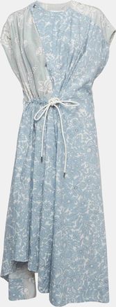 Sportmax Blue Floral Print Asymmetrical Midi Dress