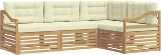 vidaXL Conjunto De Sof&aacute;s De Exterior 4 Uds. Blanco Y Crema Poli&eacute;ster Vidaxl