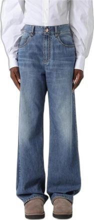 Brunello Cucinelli Wide Leg Jeans - Dames - Loose Fit Jeans - Blauw - L - Denim - Jeans
