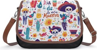 Generic Mexico Dia De Los Muertos Womens Crossbody Bag Fashion Shoulder Handbags Message Tote Bag with Adjustable Strap