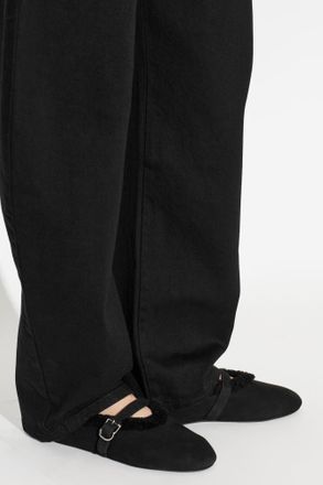 Alaia Suede Ballerinas With Strap, Womens, Black