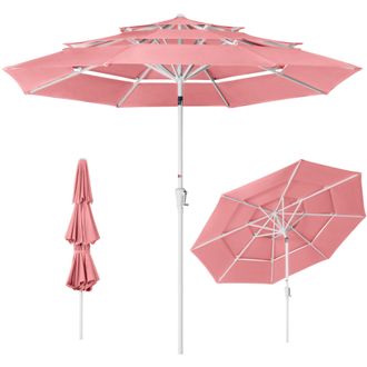Best Choice Products 10ft 3-Tier Patio Umbrella White Pole, Outdoor Market Umbrella Steel Pole