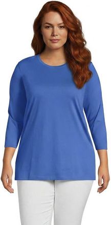 Lands End 3/4 Sleeve Cotton Supima Tunic in Muted Cobalt Blue at Nordstrom, Size 3X