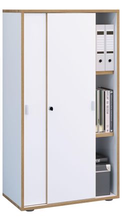 VCM Armario De Oficina Vcm Con 3 Compartimentos Armario De Archivo Moderno Con Puertas Correderas Dimensiones Aprox. Al. 110 X An. 60 X P. 37 Cm- Bandeja 
