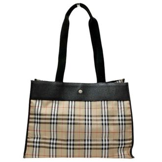 Burberry Beige Black Nylon Tote Bag (Pre-Owned)