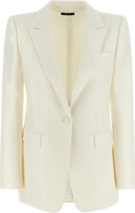 Tom Ford Jassen, Dames, Wit, 3Xs, Katoen, Radzmir Single-Breasted Blazer