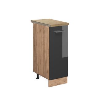 Vicco Armario De Farmacia R-line, Antracita Alto Brillo, 30 Cm, Et Roble