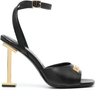 Iceberg logo-lettering leather 105mm sandals - women - Calf Leather/Calf Leather/Calf Leather/Leather - 35 - Black