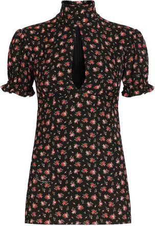 Dolce & Gabbana Black Blouse In Silk With Flower Print