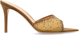 Gianvito Rossi Muiltjes met hak - Dames - Muiltjes - Beige - 36 EU - Satijn - Schoenen