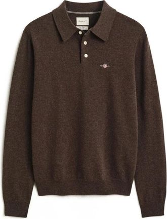GANT Maglia Girocollo in Lambswool Superfine - - Knitwear - Uomo - Marrone - 2XL
