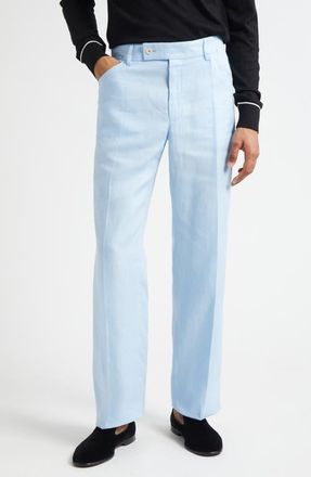 Dolce & Gabbana Pleated Linen Trosuers in B1581 Azzurro at Nordstrom, Size 34 Us