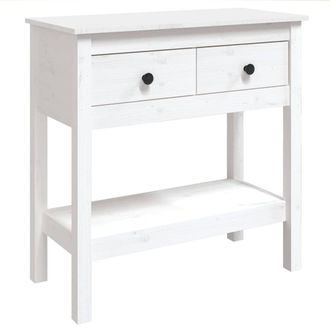 Berkfield Home Console Table White 75x35x75 cm Solid Wood Pine | Size: 75 x 35 x 75 cm