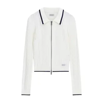 Guess Truien & Vesten, Dames, Wit, XS, GJ LS Polo Cable Zipped Sweater