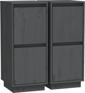 vidaXL Sideboards 2 pcs Grey 31.5x34x75 cm Solid Wood Pine Vidaxl