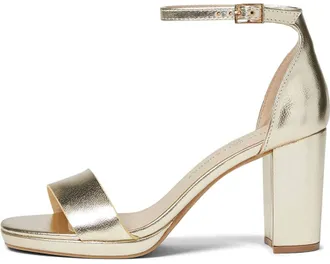 Chinese Laundry Womens Teri Vegan Leather Dress Chunky Heels In Gold