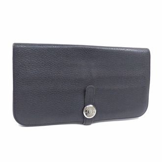 Herm&egrave;s Black Noir Togo Leather Long Wallet (Bi-Fold) (Pre-Owned)