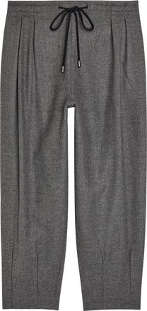 Maria McManus Drawstring Tapered-leg Wool-blend Cropped Trousers - Charcoal - S (UK8-10 / S)