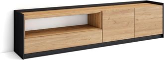 Skraut Home Skraut Home - Mueble Tv, Televisi&oacute;n, 207x37x50cm, Para Tv Hasta 80, Roble Y Negro