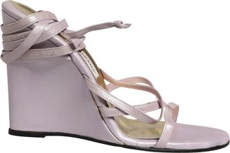 Dolce & Gabbana Purple Leather Wedge Heels Sandals Womens Shoes (Pre-Owned)