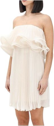 Simona Corsellini Mini Voile Pliss&eacute; Jurk - Dames - Korte kleedjes - Wit - XS - Polyester - Kleedjes