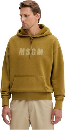Msgm Logo-print Hoodie - Heren - Hoodies - Groen - L - Katoen - Hoodies & sweatvesten