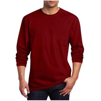 Generic Long Sleeve T Shirt Mens Basic Sports Tops Lightweight Mens Plain Crew Neck T-Shirt Loose Fit Tee Shirt Cotton Pullover Breathable Long Sleeve T-Shirt